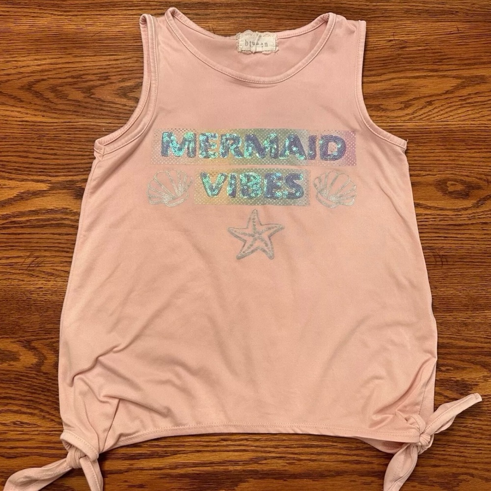 Btween Girls Youth pink Sleeveless Tank Top size 10 Mermaid Vibes Summer